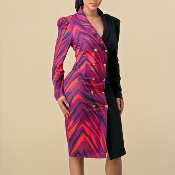 Color block button down midi dress - Picture 5 of 13